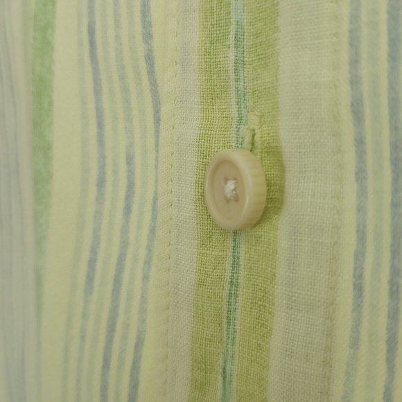 Tommy Bahama Mens XL Linen Shirt L/S Green Yellow Stripe Button Up Beach Wear - Picture 7 of 12